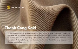 Close up view of the weave structure of thanh cong kaki fabric