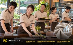 Đồng phục nhà hàng ưu tiên chất liệu co giãn, thấm hút mồ hôi tốt