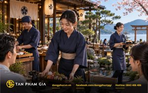 Mẫu đồng phục nhân viên nhà hàng Nhật Bản