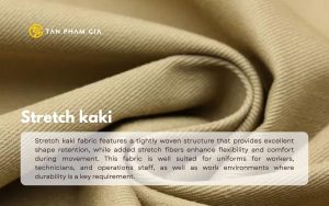 Stretch kaki fabric details