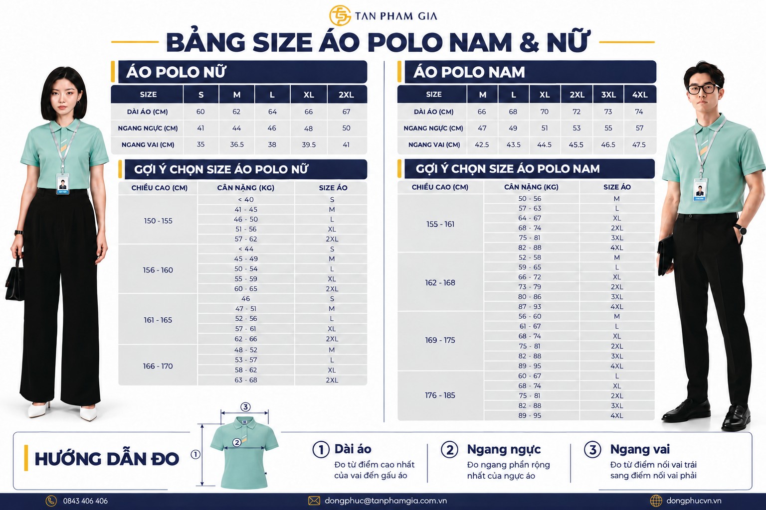 Bảng Size Áo Polo Đồng Phục Doanh Nghiệp