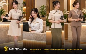 Đồng phục lễ tân Spa thanh lịch, vừa vặn và phù hợp với không gian
