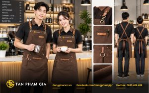 Đồng phục quán cà phê kết hợp áo và tạp dề