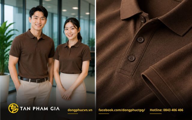 Mẫu áo phông đồng phục polo vải sợi Cafe