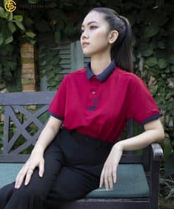 áo thun đồng phục màu đỏ đô