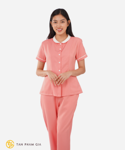 Đồng phục spa màu cam hồng