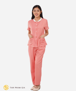 Đồng phục spa màu cam hồng