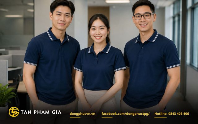 Mẫu áo đồng phục polo cổ bo dệt truyền thống (Rib-knit collar)