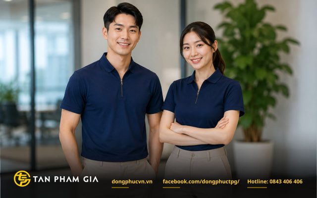 Mẫu áo đồng phục polo cổ khóa kéo (Zip-up Collar)