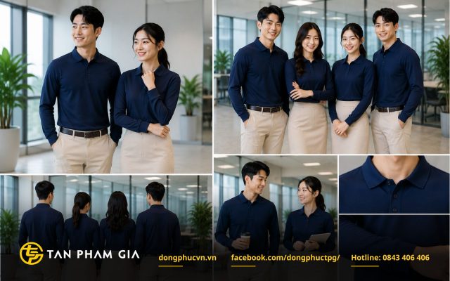 Mẫu áo đồng phục polo tay dài