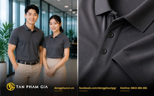 Mẫu áo đồng phục polo vải pha Spandex/Elastane