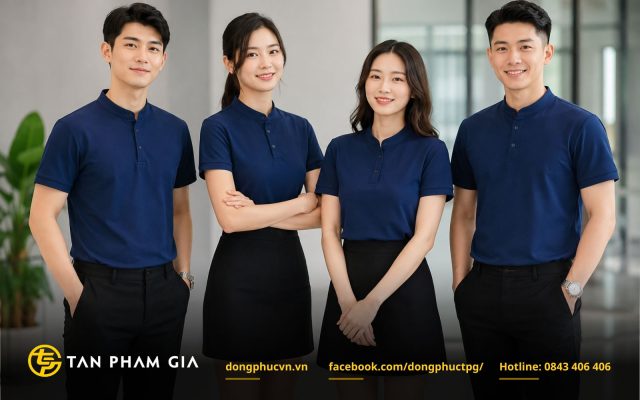 Mẫu áo phông đồng phục polo cổ liền / không có chân cổ