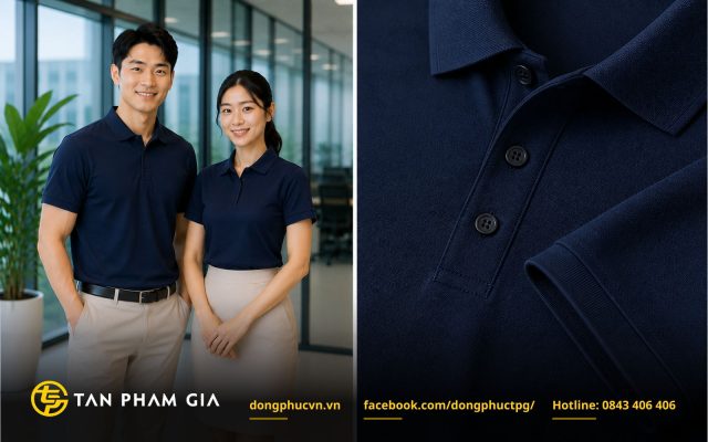 Mẫu áo phông đồng phục polo vải TC (Cotton 35/65)