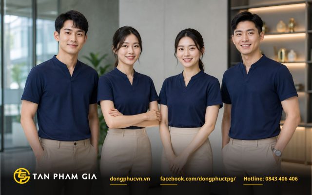 Mẫu áo thun polo đồng phục cổ xẻ chữ V (Henley Polo)