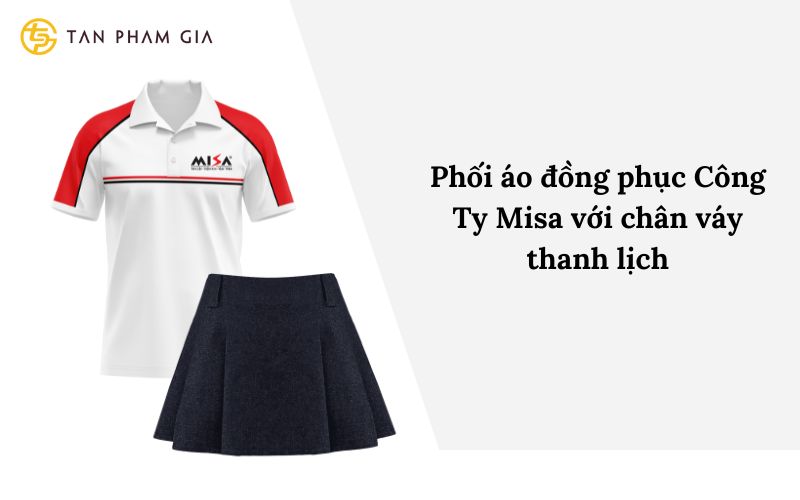 Phối áo đồng phục Công Ty Misa với chân váy thanh lịch