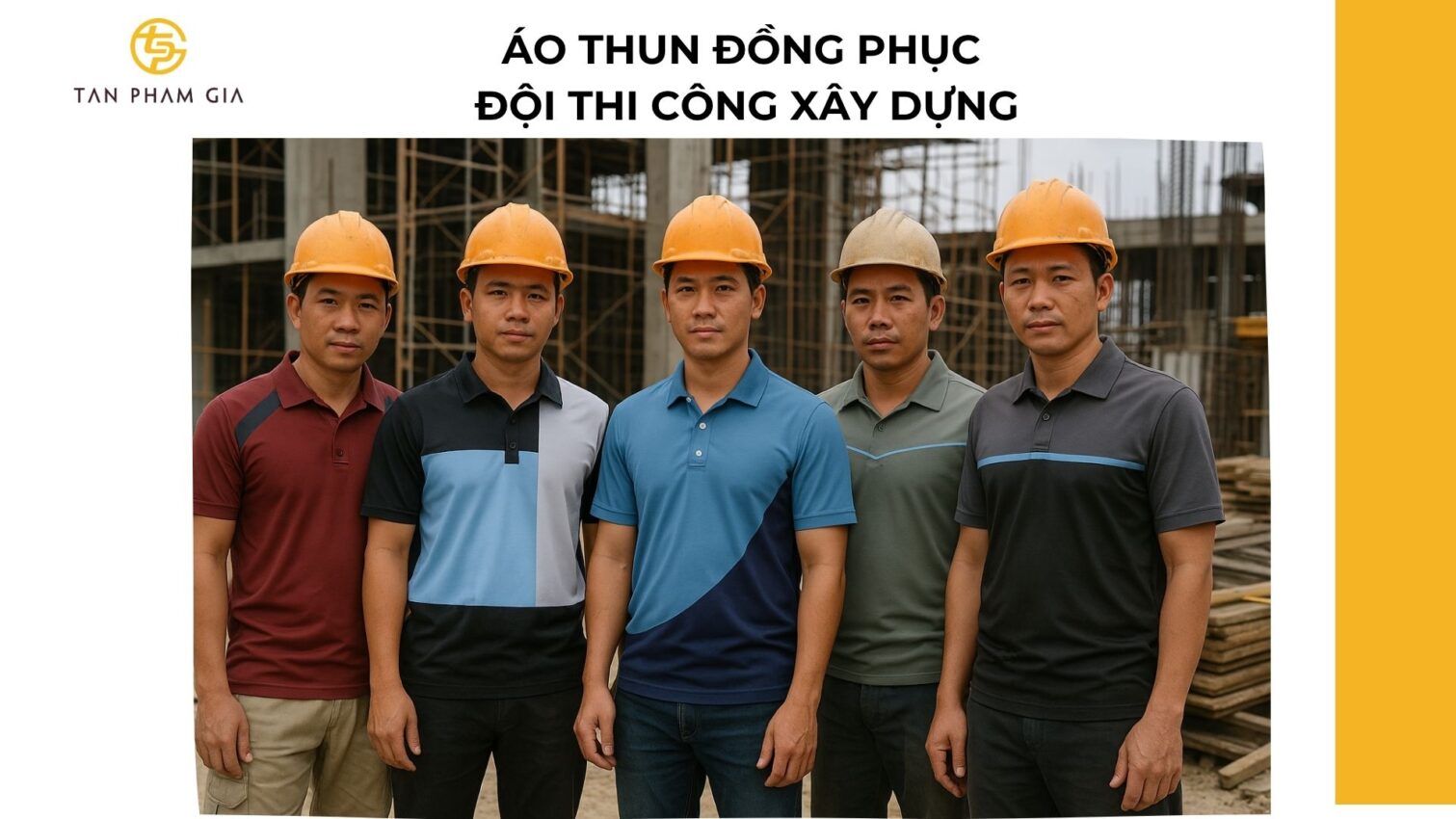 Mẫu Áo thun đồng phục cho Tổ đội thi công xây dựng