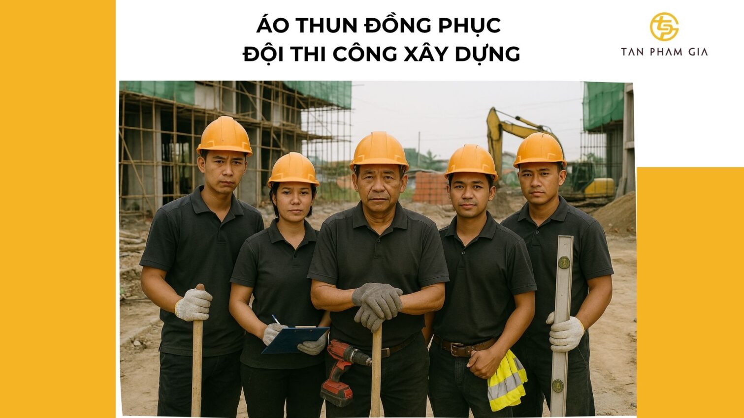 Mẫu Áo thun đồng phục cho Tổ đội thi công xây dựng