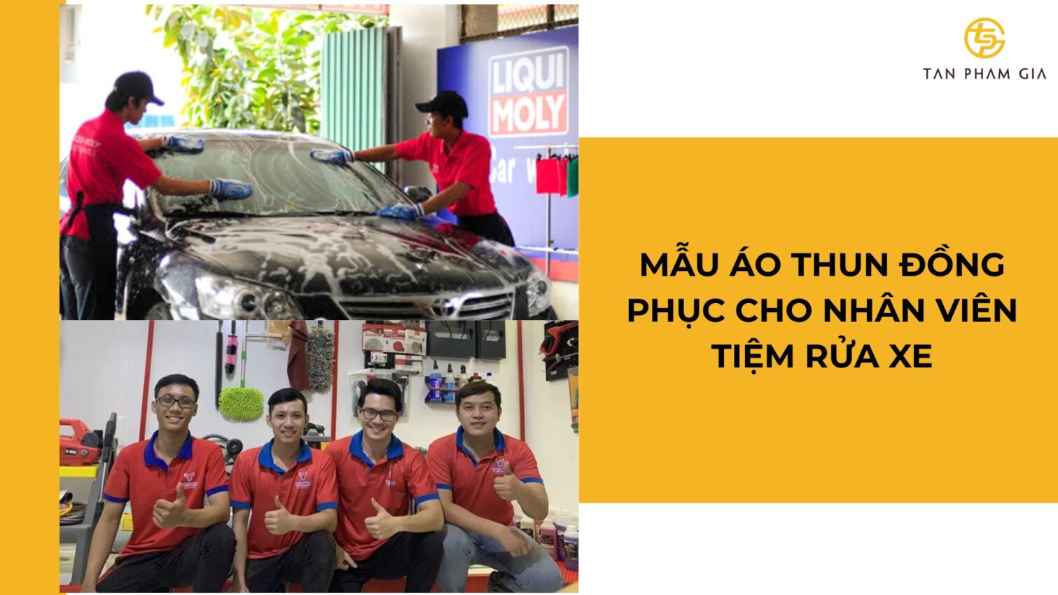Mẫu áo thun đồng phục cho Nhân viên tiệm rửa xe