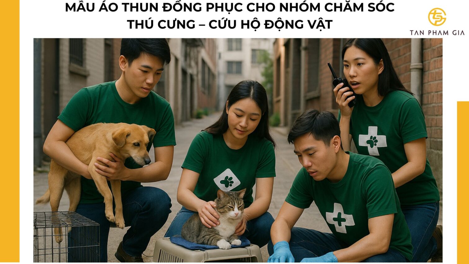 mẫu áo thun đồng phục cho Nhóm chăm sóc thú cưng – cứu hộ động vật