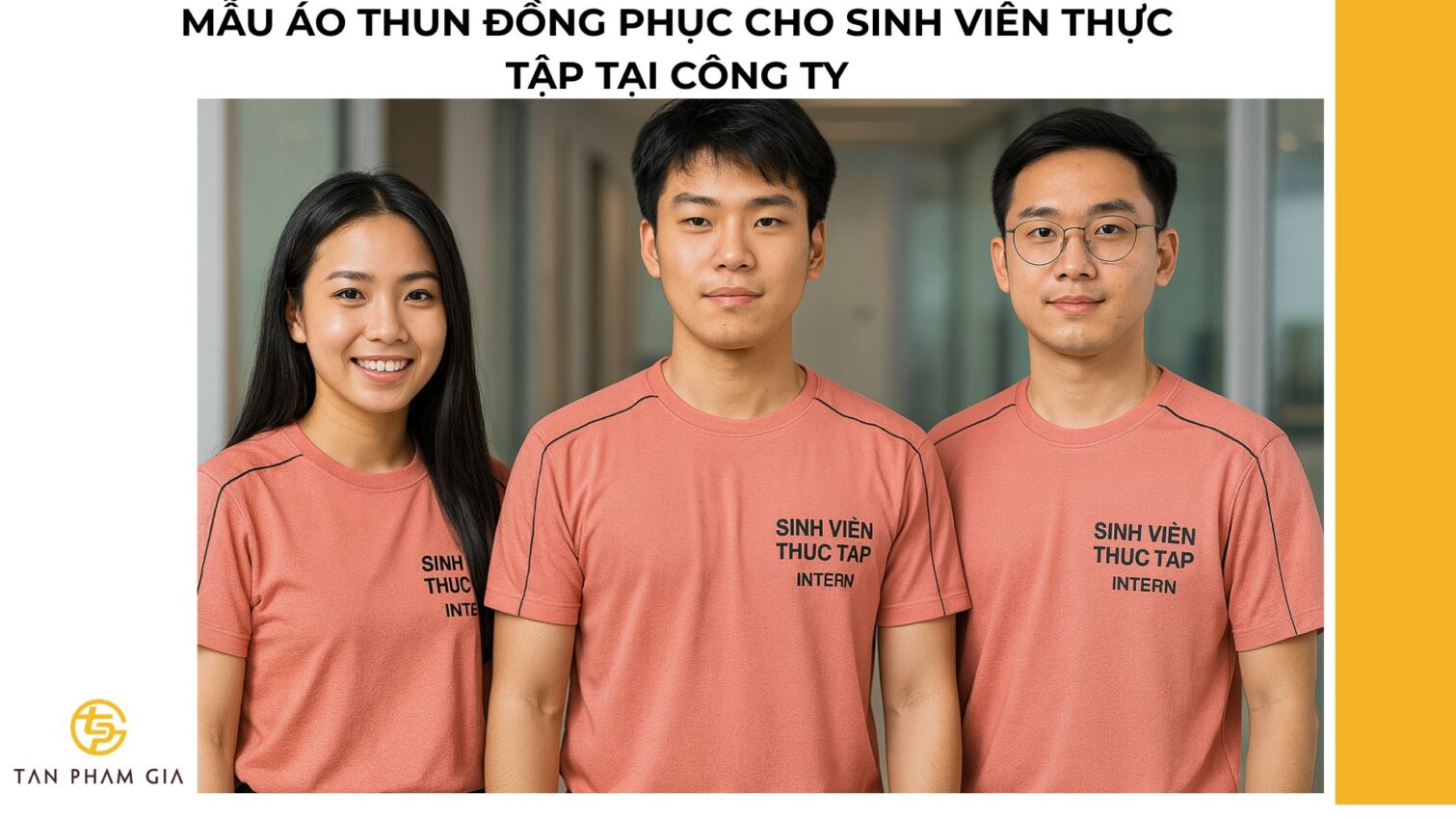 cho tôi hình ảnh sinh viên thực tập tại công ty, người châu á, mặc áo sơ mi, quần tay mẫu áo thun đồng phục cho Sinh viên thực tập tại công ty