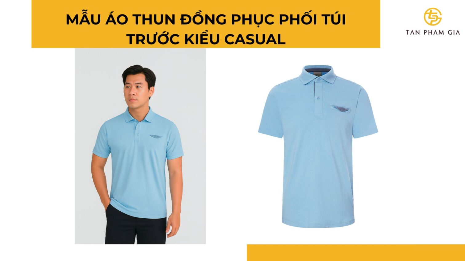 Mẫu áo thun đồng phục phối túi trước kiểu casual