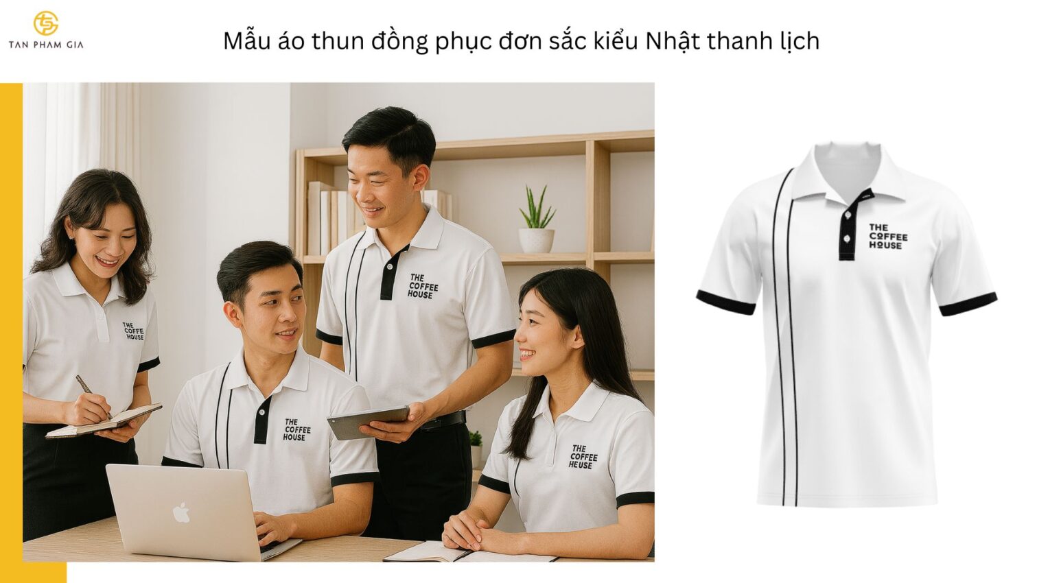 Mẫu áo thun đồng phục đơn sắc kiểu Nhật thanh lịch