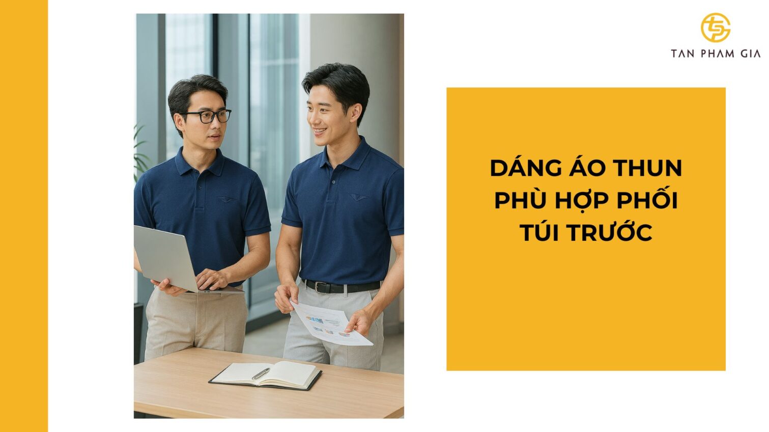Mẫu áo thun đồng phục phối túi trước kiểu casual