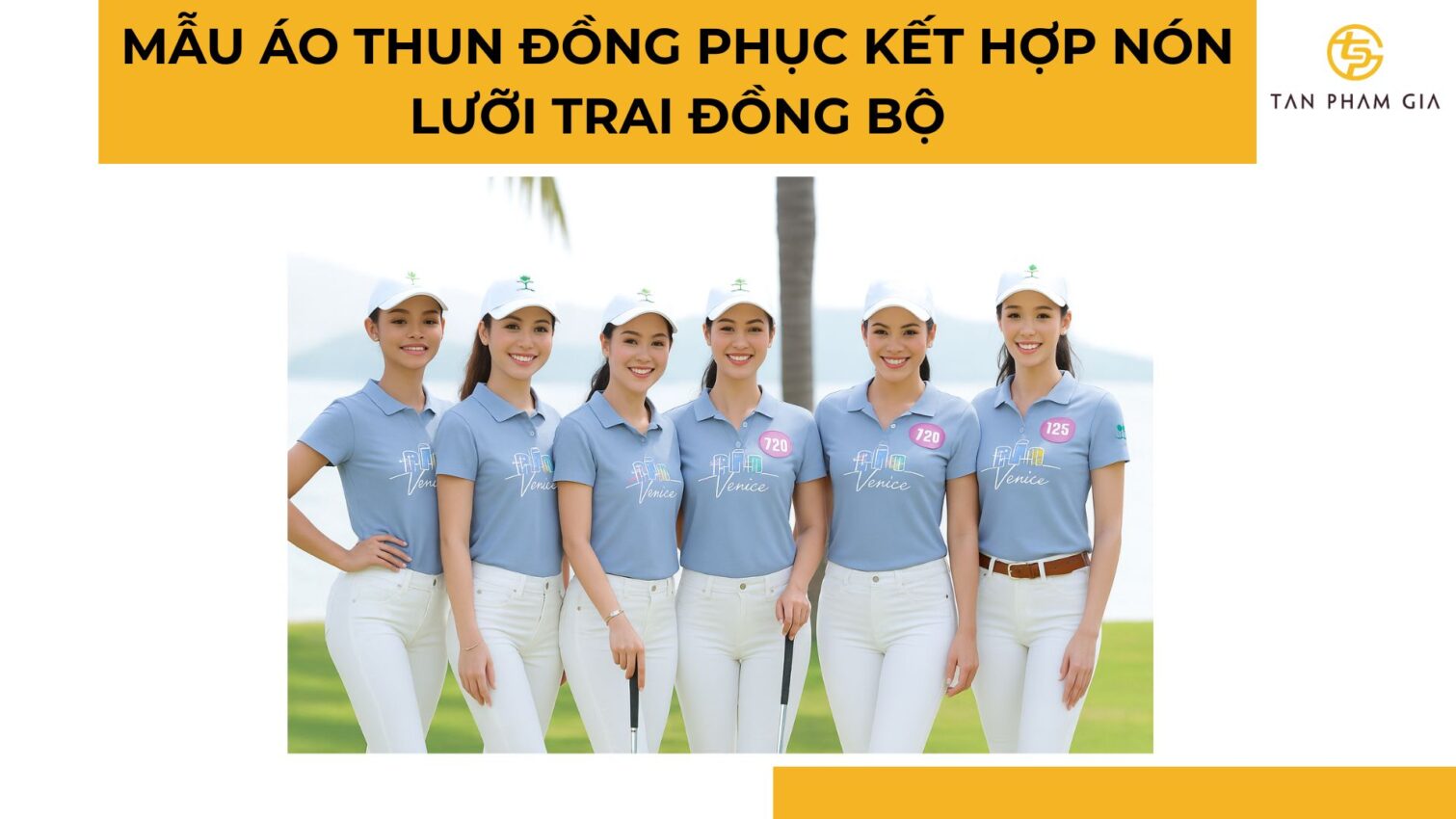 Mẫu áo thun đồng phục kết hợp nón lưỡi trai đồng bộ