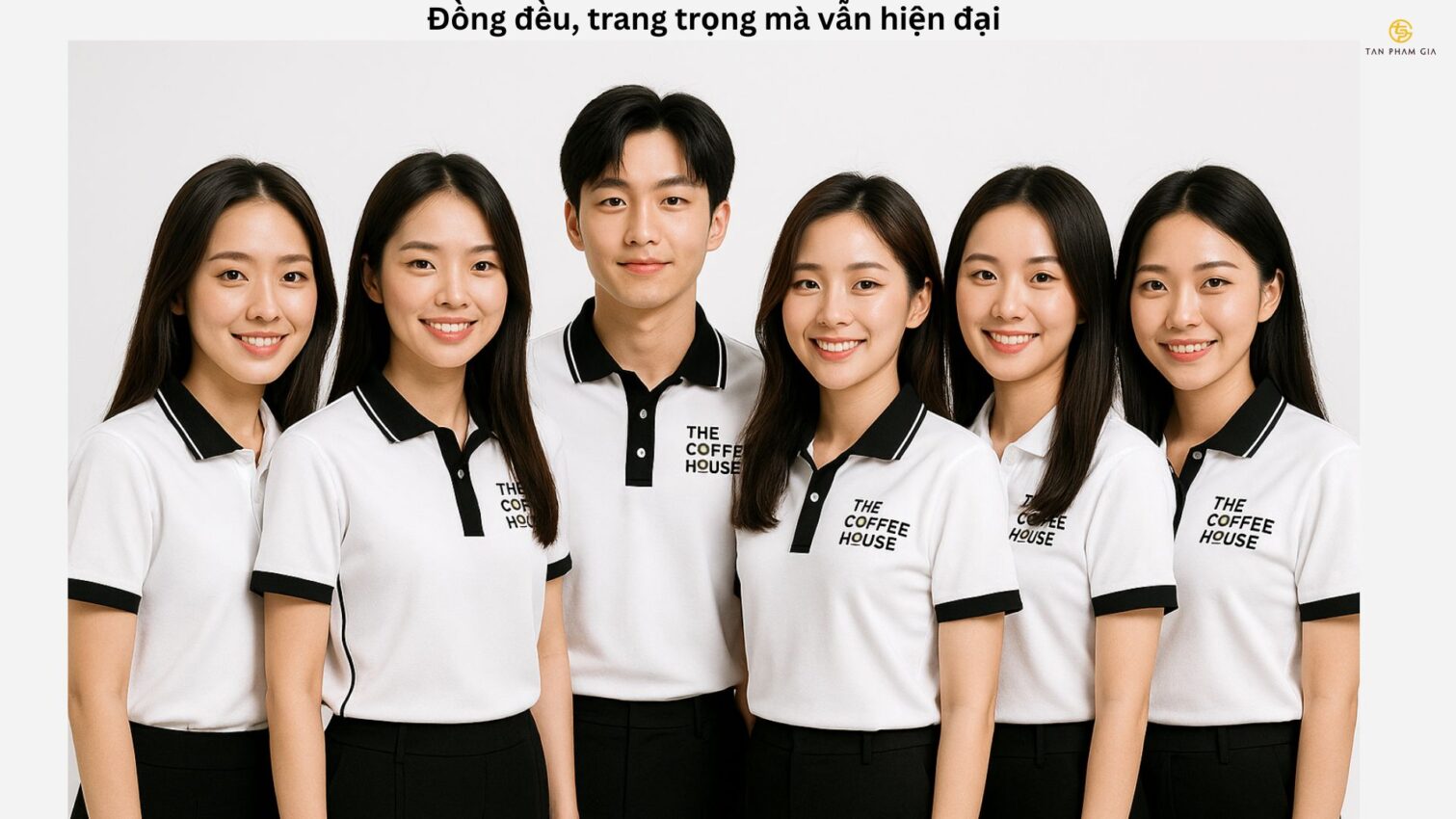 Mẫu áo thun đồng phục gam màu đen trắng tối giản