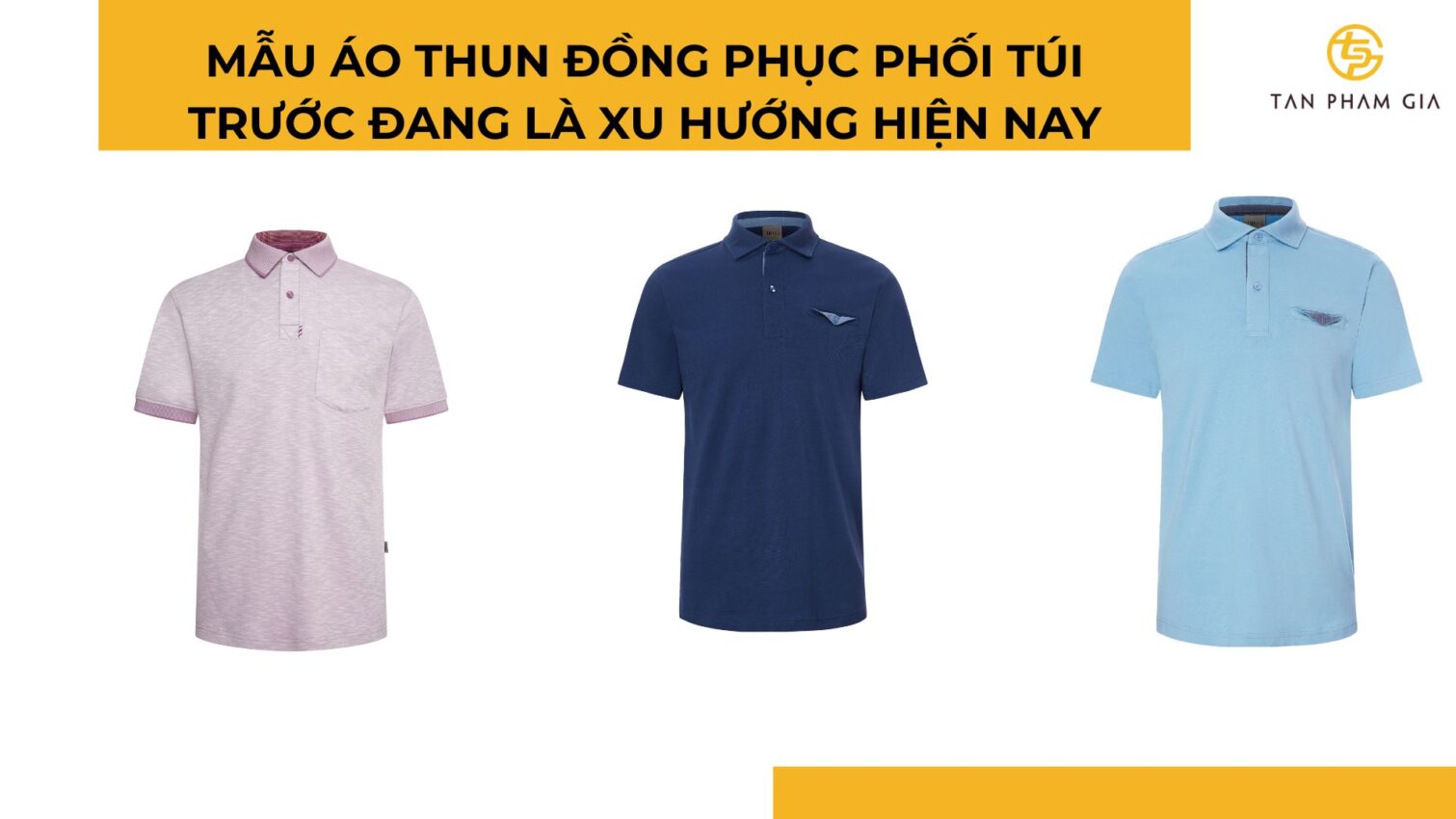Mẫu áo thun đồng phục phối túi trước kiểu casual