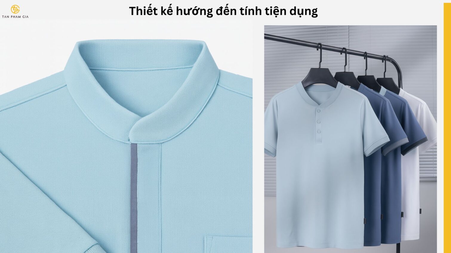 Mẫu áo thun đồng phục cổ trụ phong cách công nghệ