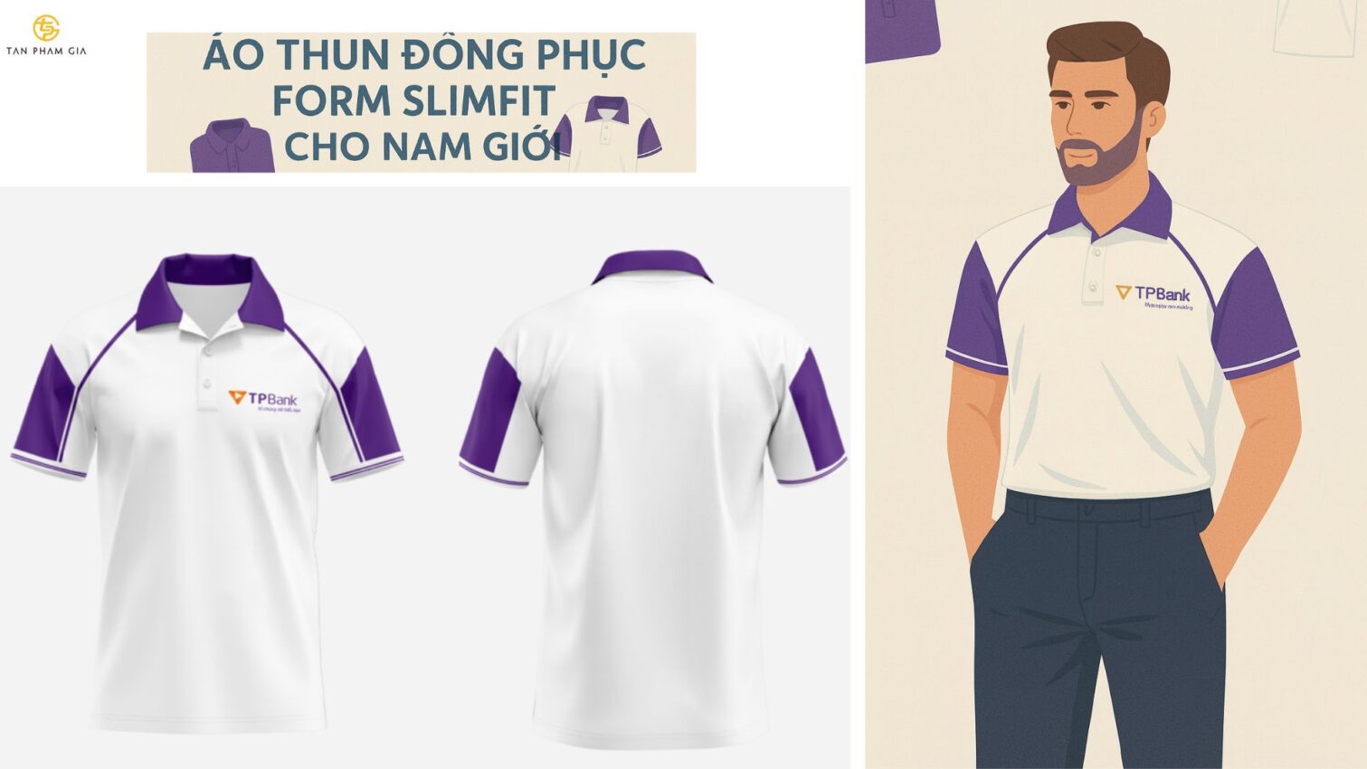 Mẫu áo thun đồng phục form slimfit cho nam giới