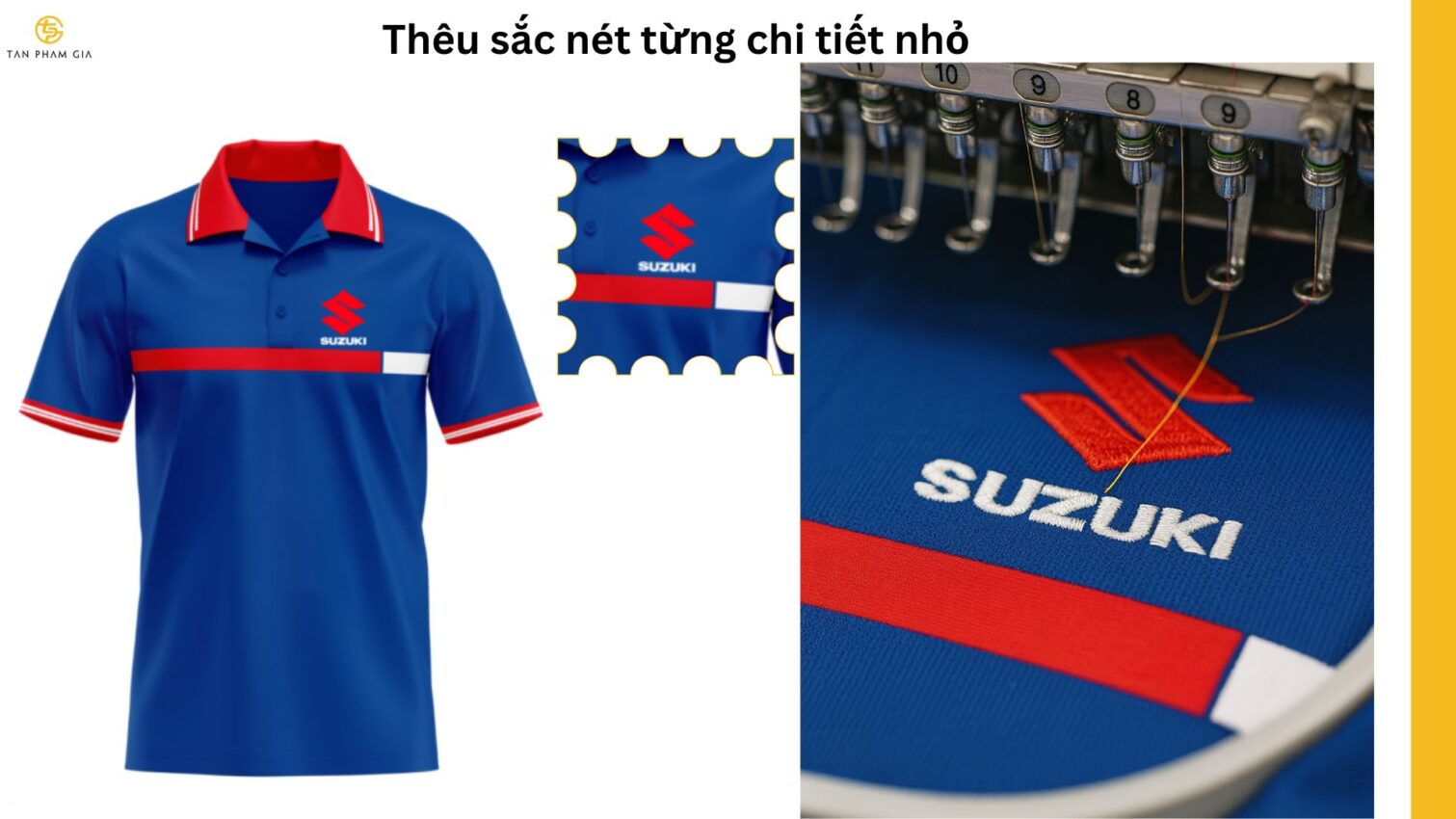 Mẫu áo thun đồng phục kèm huy hiệu thêu nổi