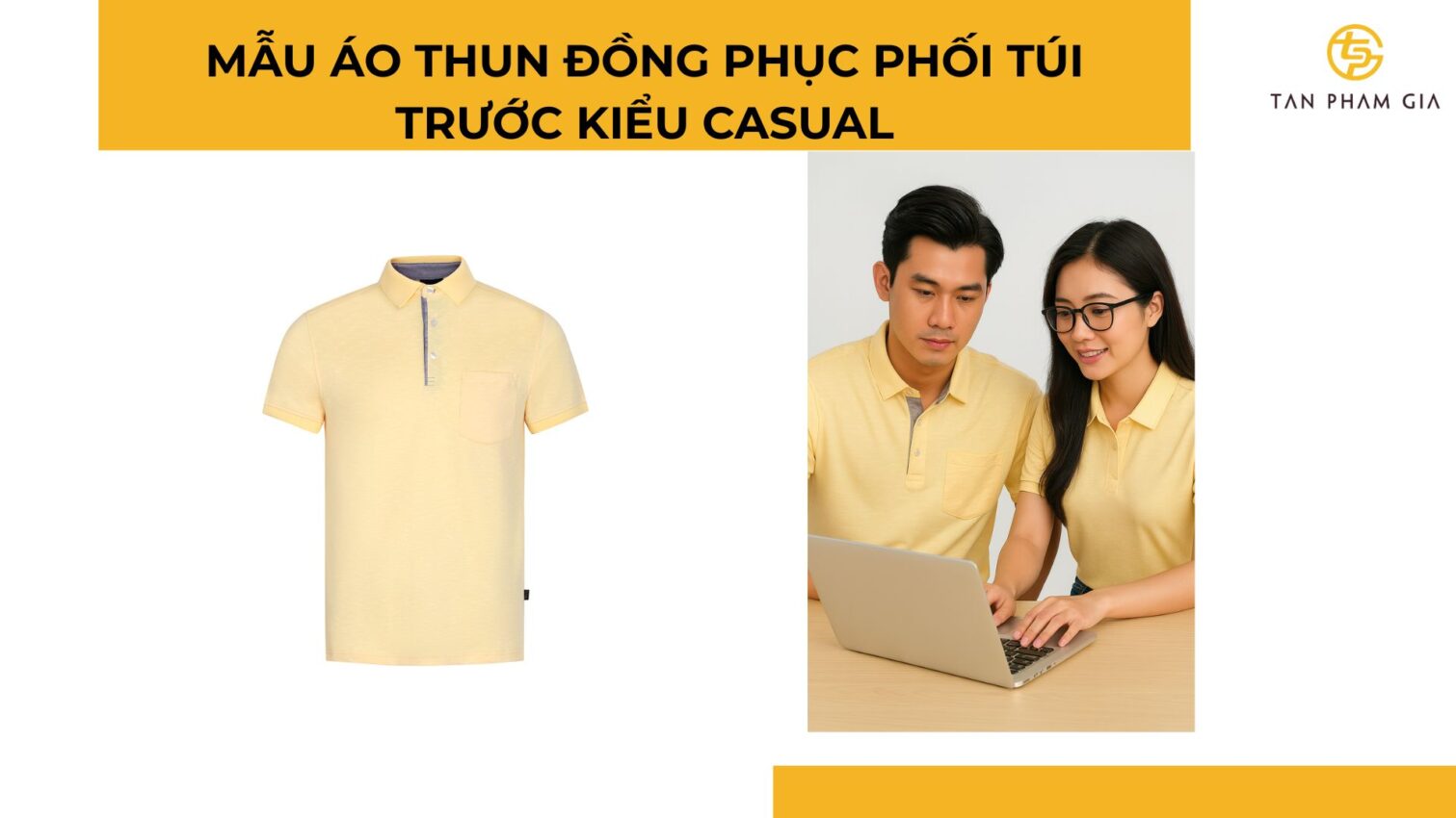 Mẫu áo thun đồng phục phối túi trước kiểu casual