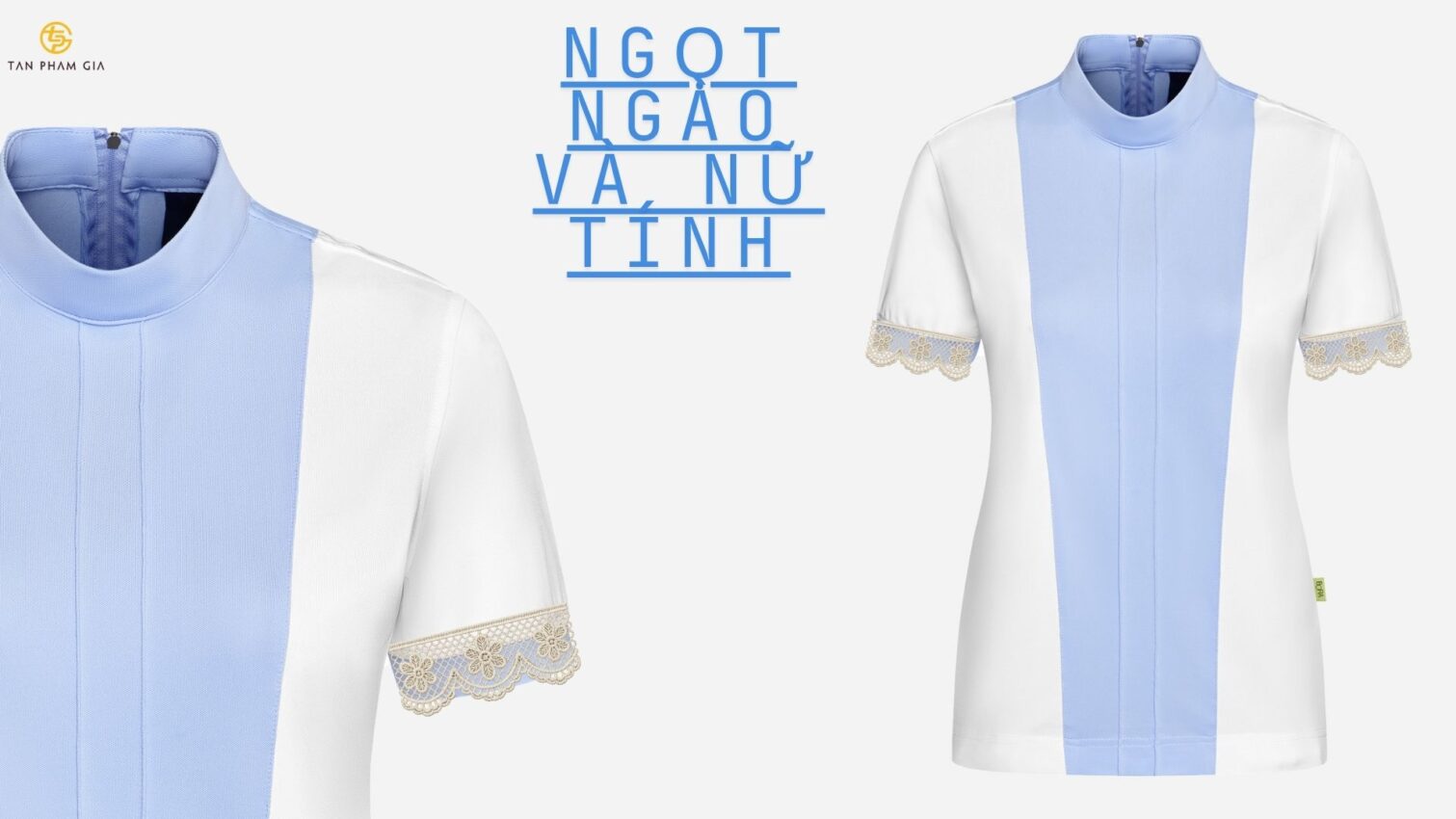 Mẫu áo thun đồng phục pastel phối ren cổ tay