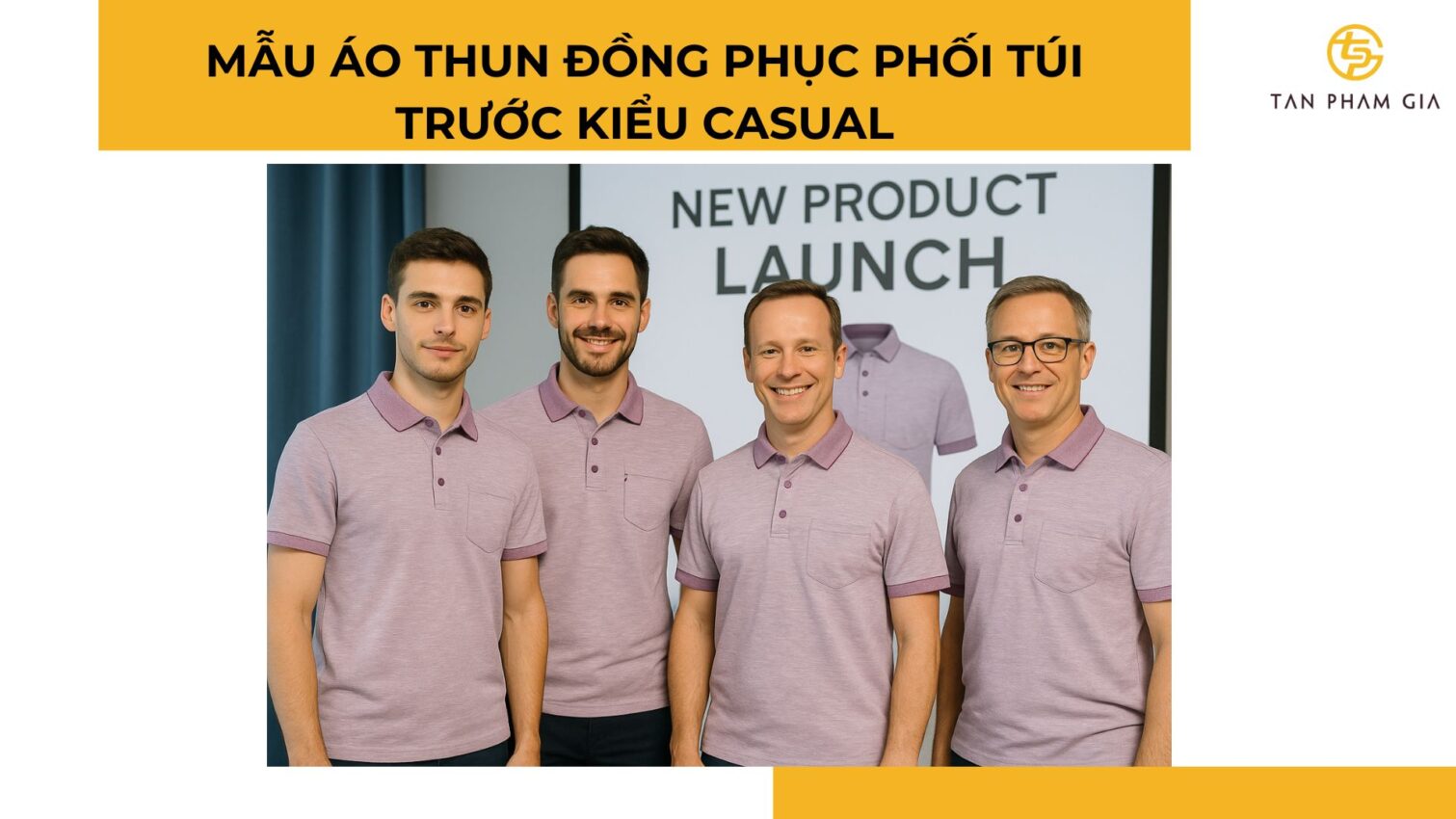 Mẫu áo thun đồng phục phối túi trước kiểu casual
