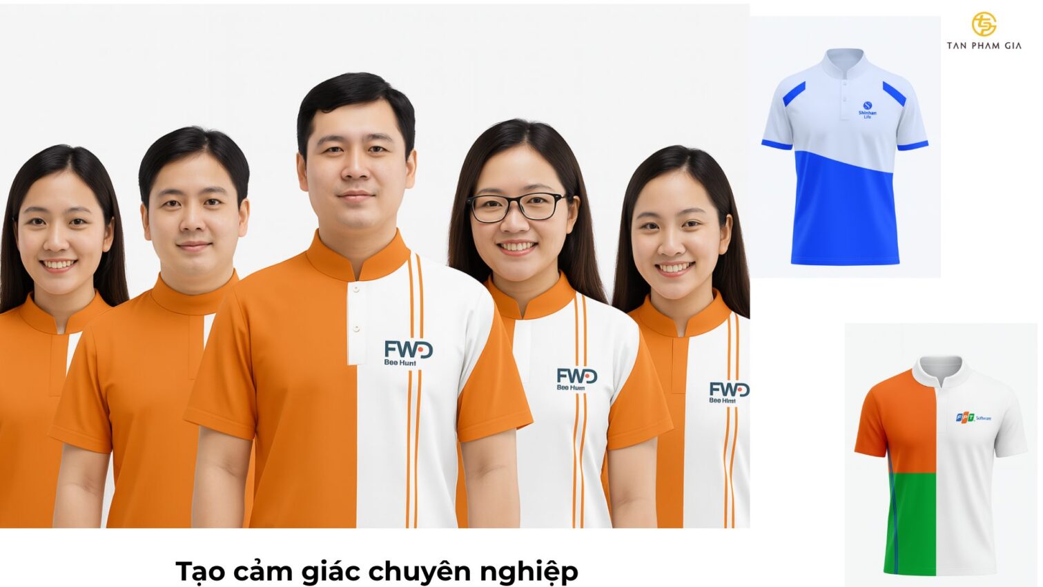 Mẫu áo thun đồng phục cổ trụ phong cách công nghệ