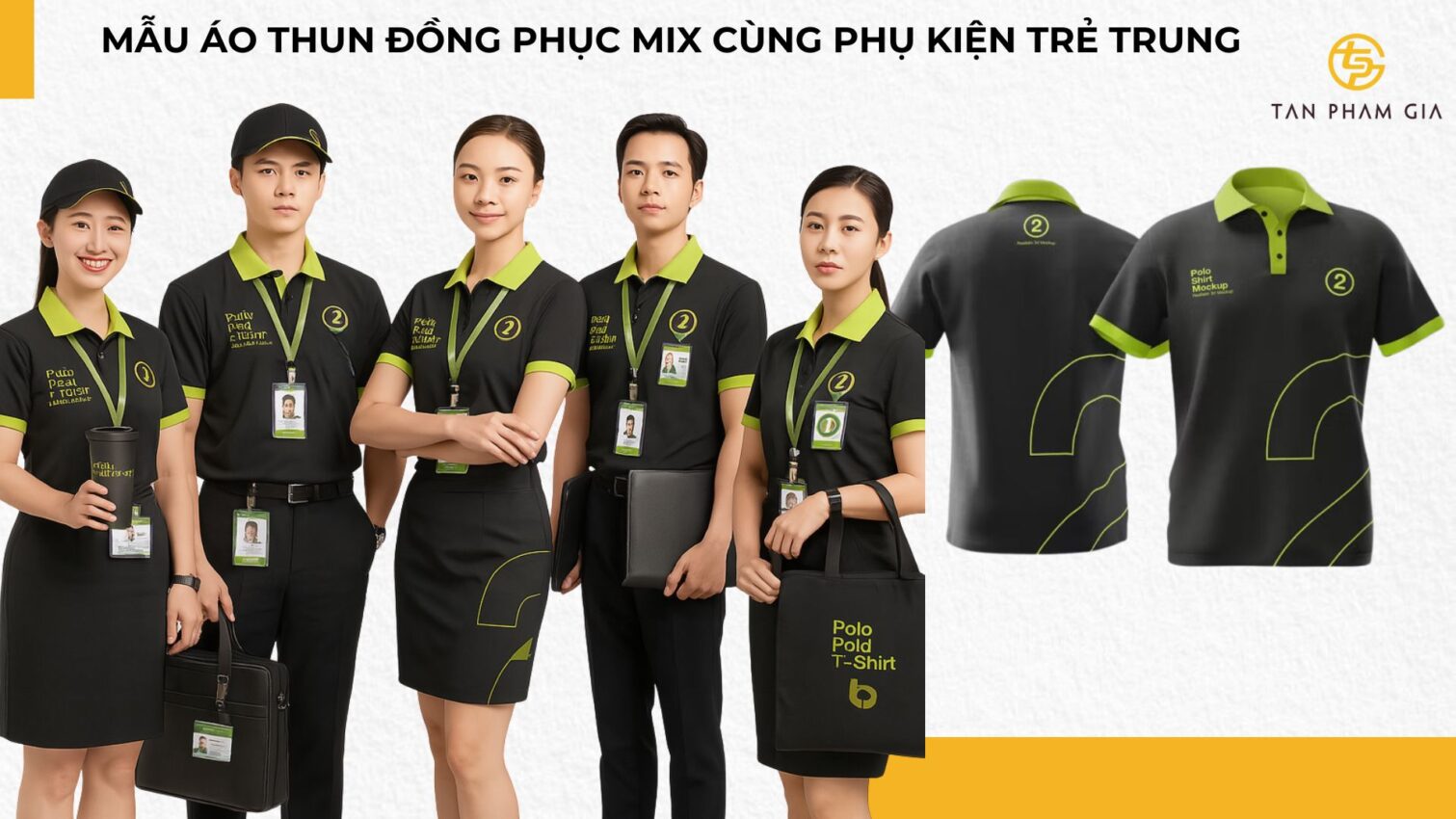 Mẫu áo thun đồng phục mix cùng phụ kiện trẻ trung
