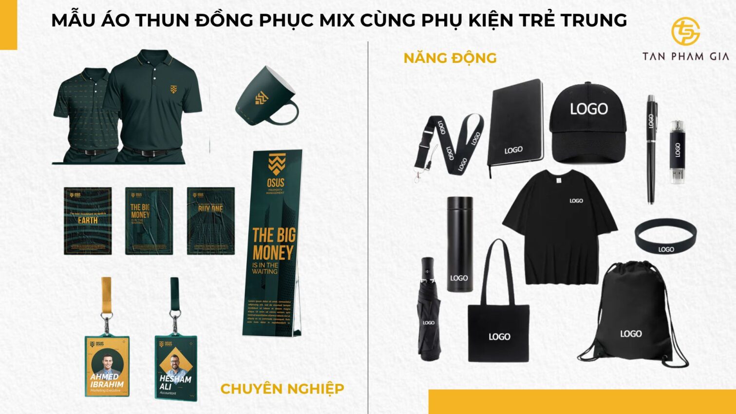 Mẫu áo thun đồng phục mix cùng phụ kiện trẻ trung chuyên nghiệp