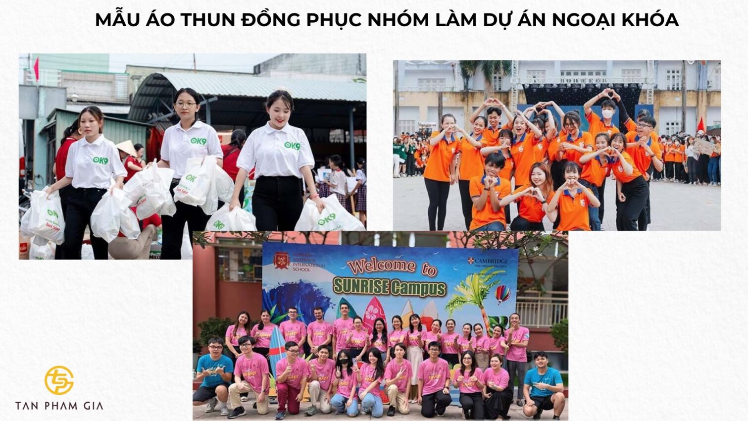 Mẫu áo thun đồng phục nhóm làm dự án ngoại khóa.
