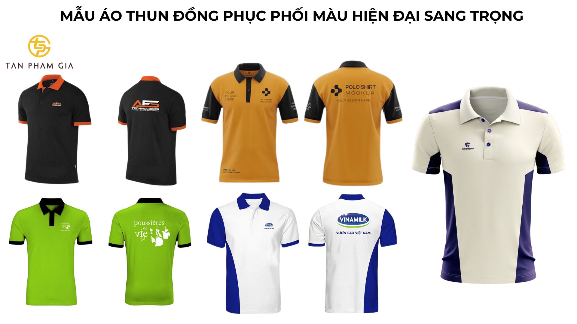 Mẫu áo thun đồng phục phối màu hiện đại sang trọng