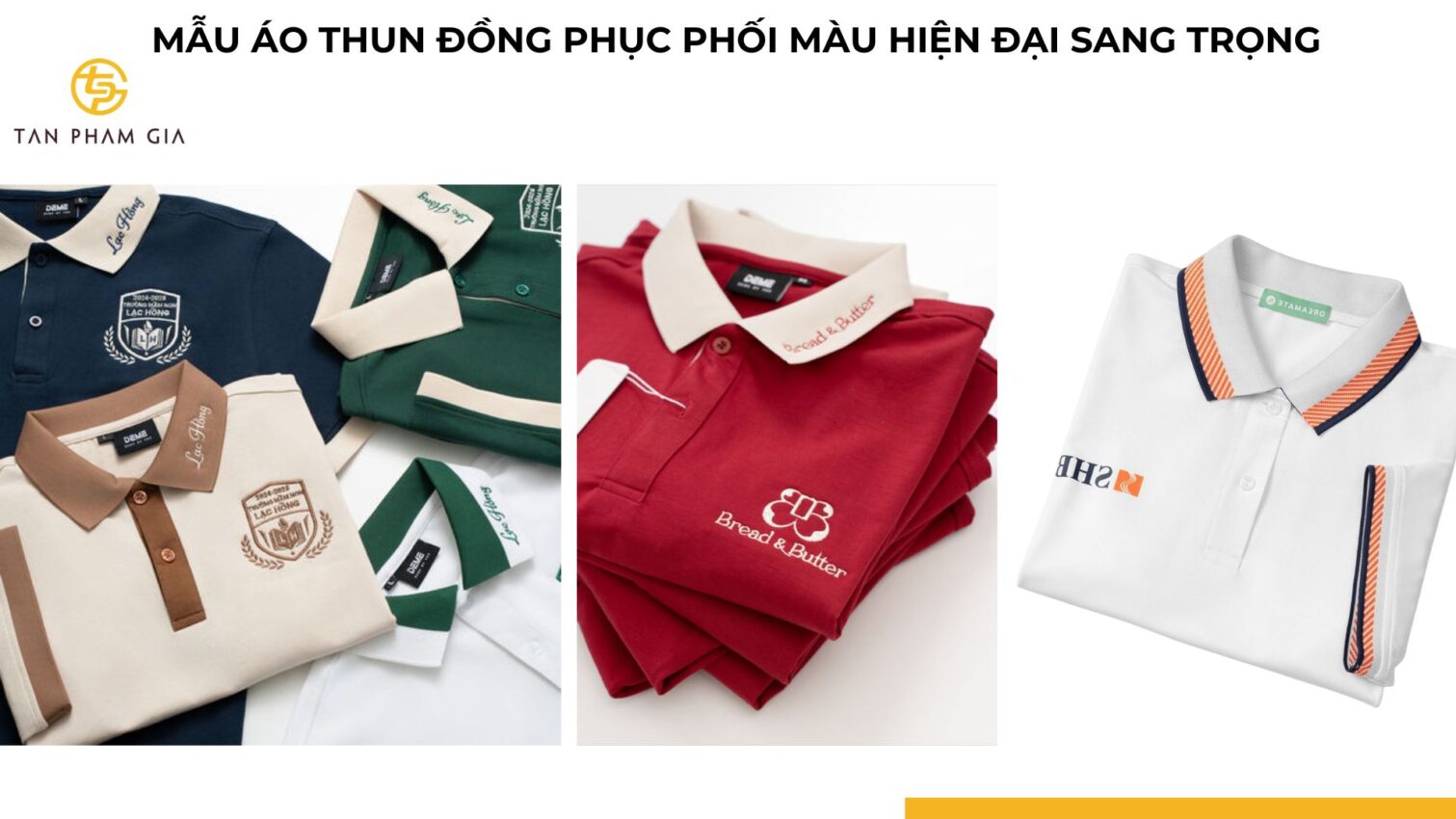 Mẫu áo thun đồng phục phối màu hiện đại sang trọng.