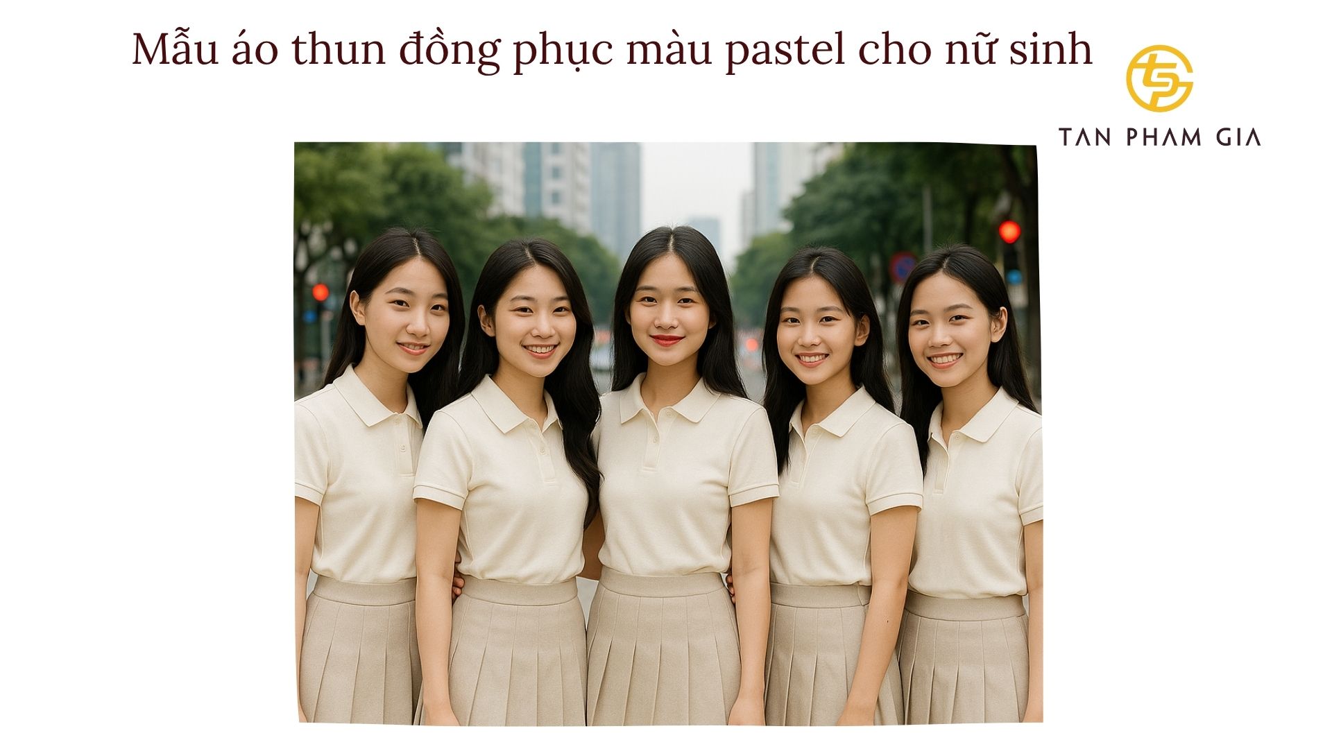 Mẫu áo thun đồng phục màu pastel cho nữ sinh