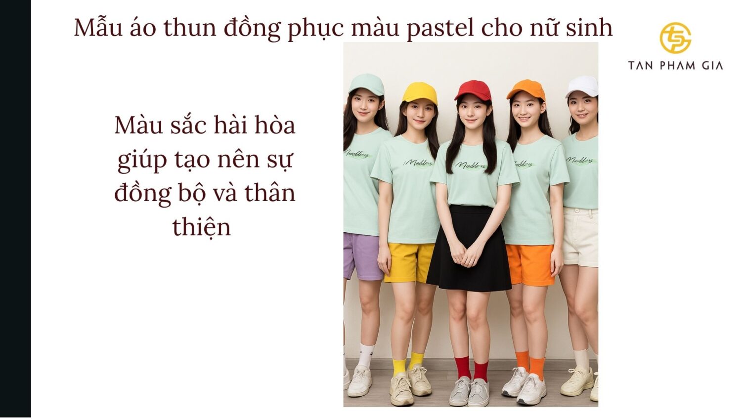 Mẫu áo thun đồng phục màu pastel cho nữ sinh