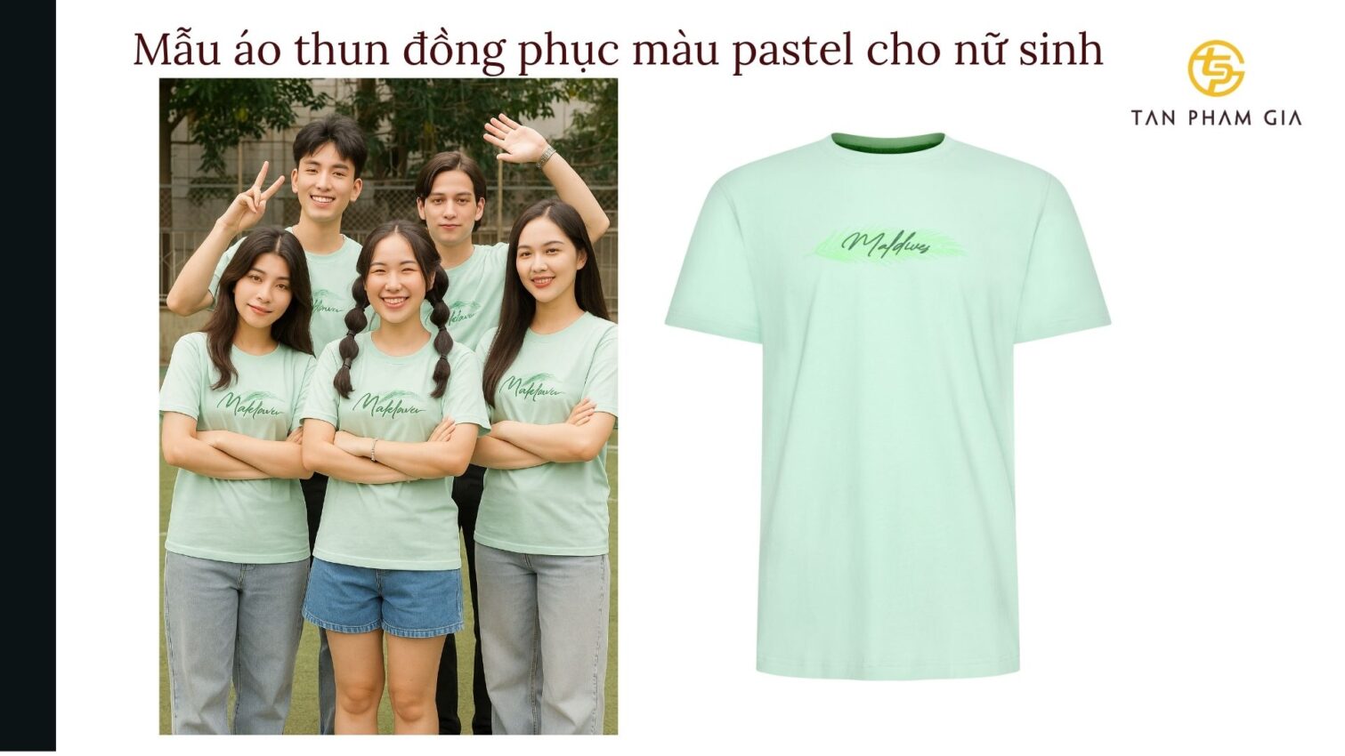 Mẫu áo thun đồng phục màu pastel cho nữ sinh