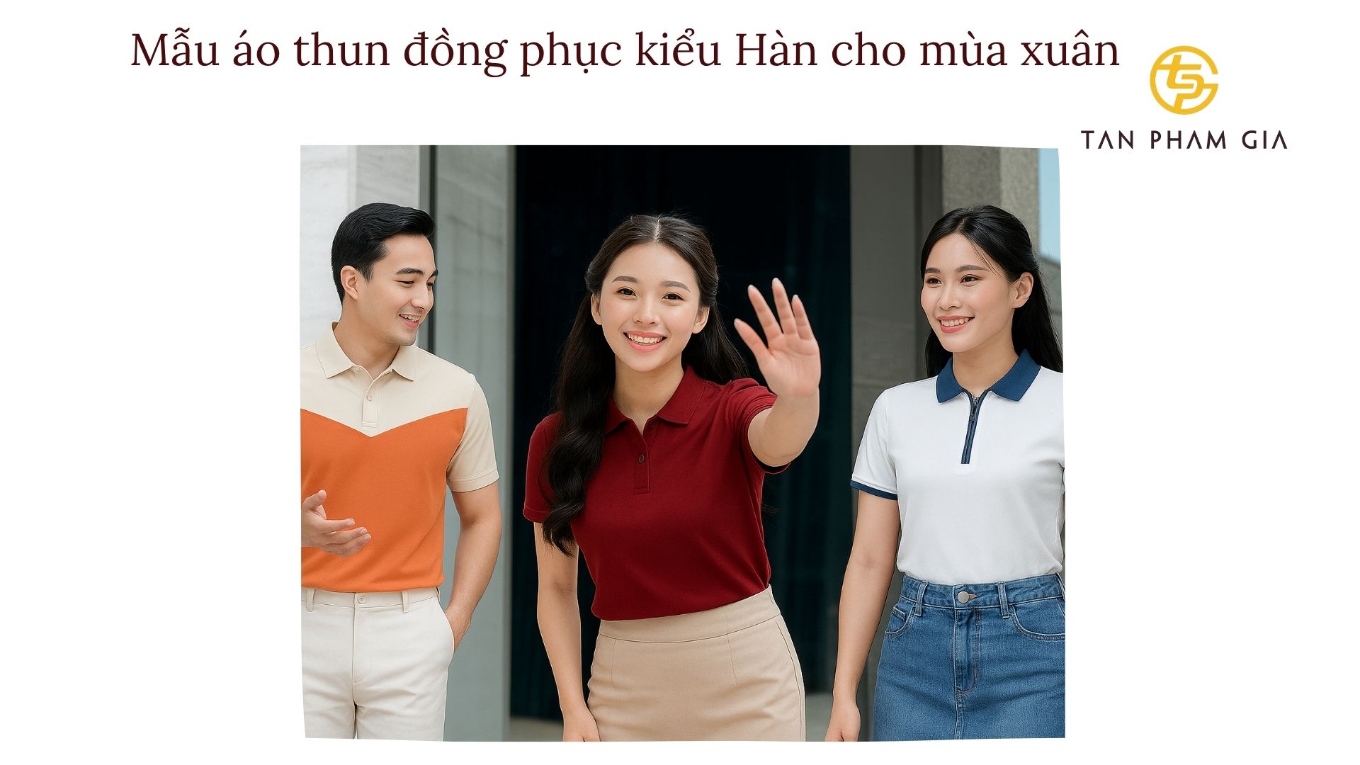 Mẫu áo thun đồng phục kiểu Hàn cho mùa xuân