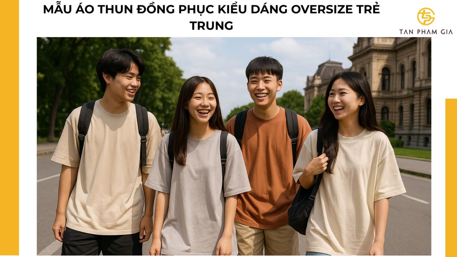 Mẫu áo thun đồng phục kiểu dáng oversize trẻ trung
