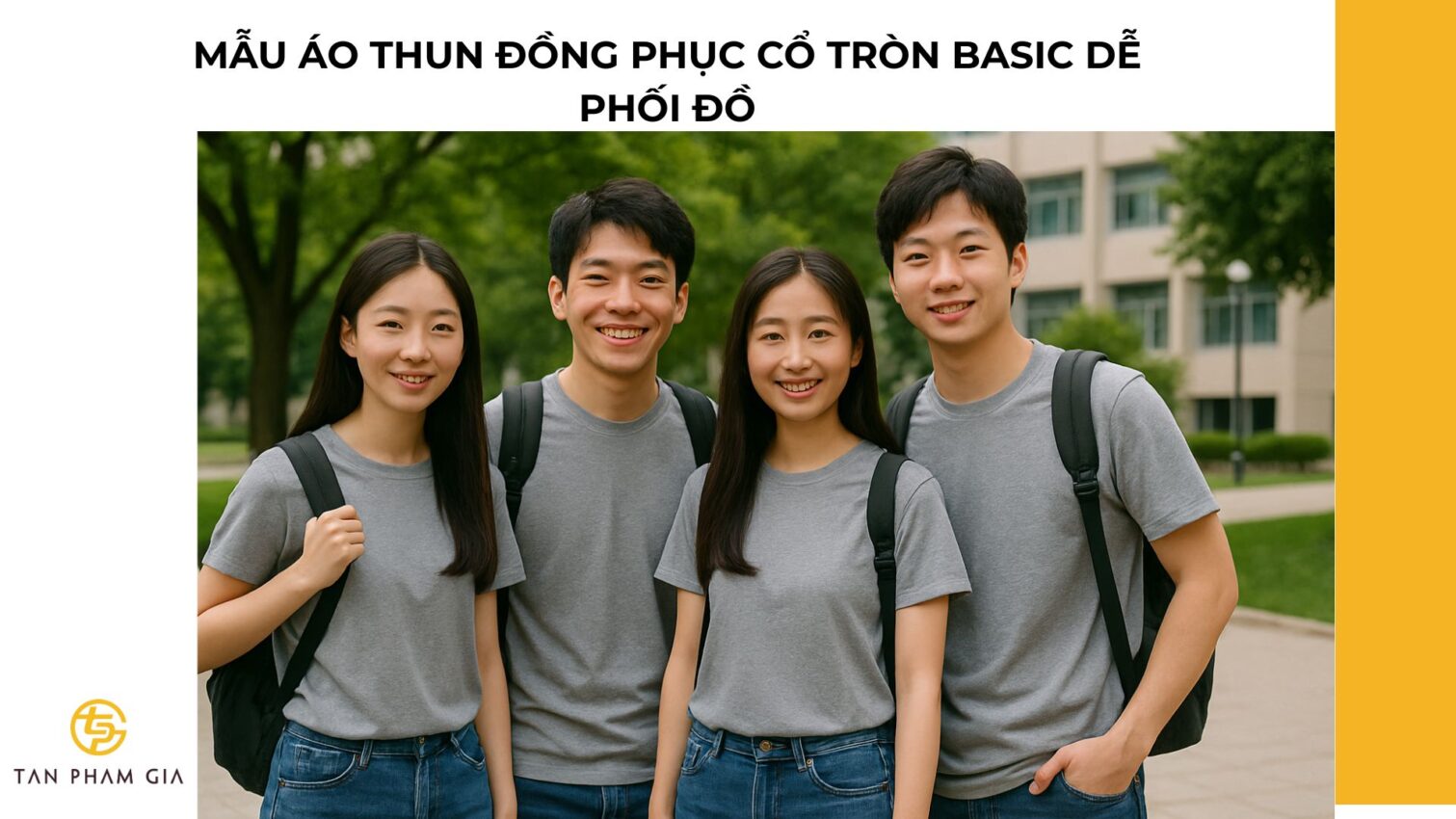 Mẫu áo thun đồng phục cổ tròn basic dễ phối đồ