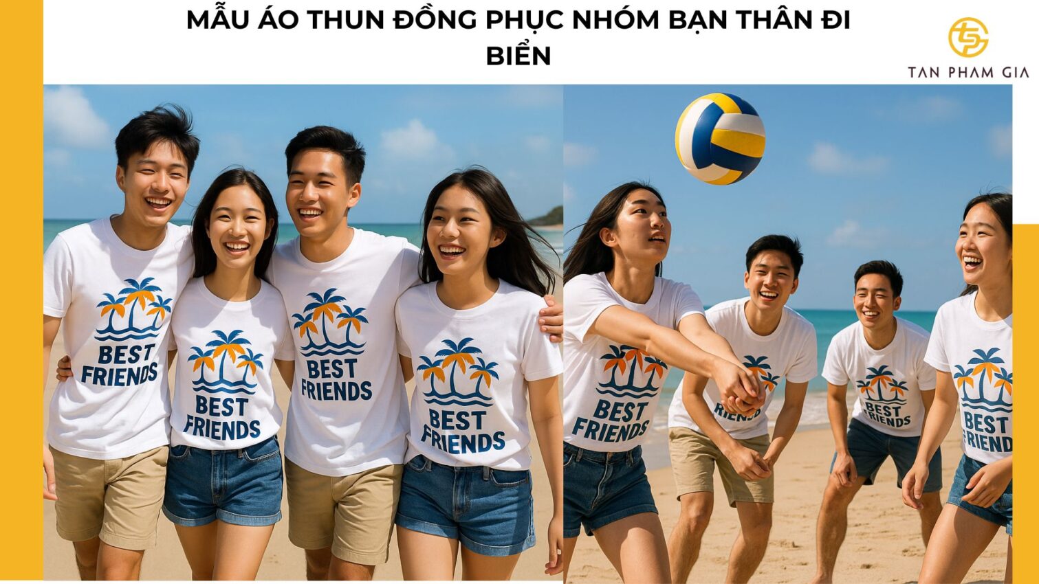 Mẫu áo thun đồng phục nhóm bạn thân đi biển