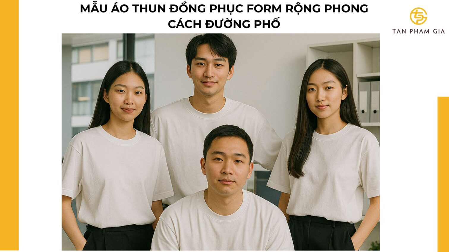 Mẫu áo thun đồng phục form rộng phong cách đường phố